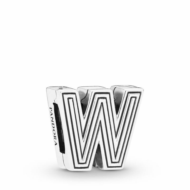 Pandora Reflexions™ Letter W Clip Charm Europe - Sterling Silver/Silicone - 157963PXC